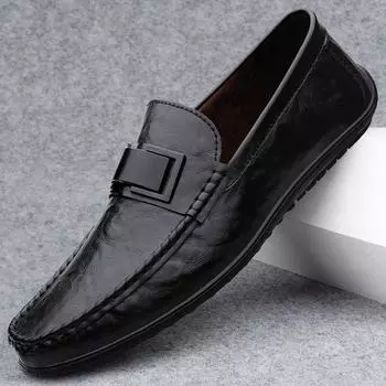 Genuine Leather Men s Shoes New Trendy Casual Slip on Formal Loafers Handmade Moccasins Breathable Male Driving Shoes Sneakers 37
