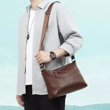 Мужская стильная повседневная сумка через плечо из натуральной кожи с горизонтальным верхним слоем из коровьей кожи, простая, вместительная сумка через плечо армия зеленый