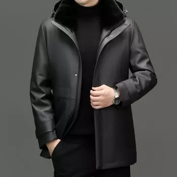 Genuine leather men s thickened winter fur coat middle-aged dad s gold mink fur liner removable coat 170
