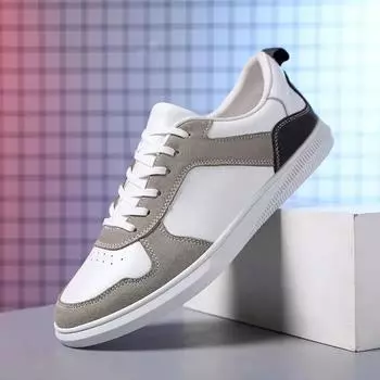 Мужская обувь из натуральной кожи, вулканизированная, для отдыха, кроссовки для ходьбы, на шнуровке, для скейтборда, модная мужская обувь для треккинга 38 чёрный