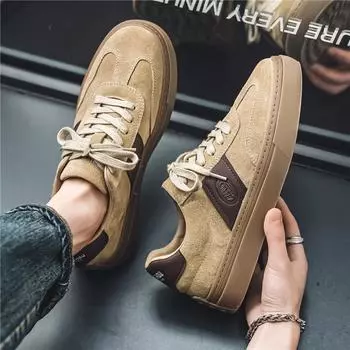 Genuine Leather Mens Casual Shoes Fashion Sneakers Designer Male Footwear Comfortable Tennis Masculino Sport Shoes Business Shoe 38 абрикосовый