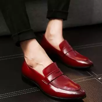 Genuine Leather Mens Casual Shoes Spring and Autumn Male Casual Sneakers Wine Red Waterproof Formal Oxfords 6 жёлтый