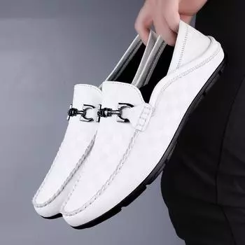 Genuine Leather Mens Loafers Dual-Purpose Casual Shoes Moccasins Classic Slip on Flats Male Driving Footwear Half Drag Slippers 37