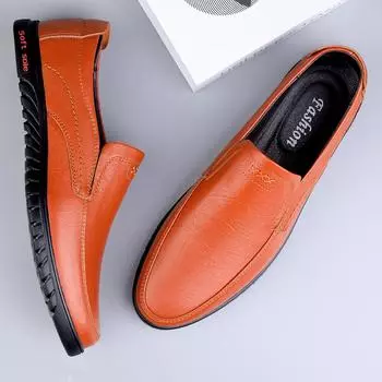 Genuine Leather Mens Shoes Casual Italian Men Loafers Breathable Driving Shoes New Trend Male Slip on Footwear Comfy Moccasins 39 чёрный