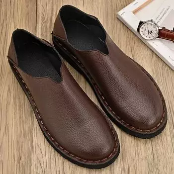 Genuine Leather Mens Shoes Fashion Men Casual Shoes Business Male Loafers Driving Shoes Soft Leather Flats Comfortable Moccasins 38 чёрный