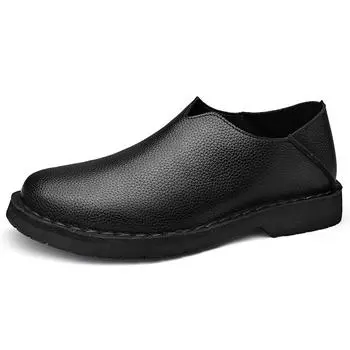 Genuine Leather Mens Shoes Summer New Men Casual Shoes Business Male Loafers Driving Shoes Soft Flats Comfortable Slip-On Flats 38 чёрный