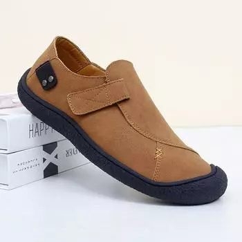 Genuine Leather Mens Walking Shoes Fashion Handmade Man Casual Driving Shoes Vintage Style Male Hiking Footwear Outdoor Loafers 38 чёрный