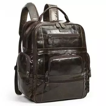 Мужской рюкзак для бизнеса, путешествий, отдыха, сумка для компьютера из натуральной кожи премиум-класса из коровьей кожи кофейный