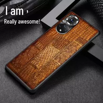 Защитный чехол из натуральной кожи для серии Honor 50 — всеобъемлющий дизайн с имитацией зернистой кожи коровы Honor 50SE коричневый