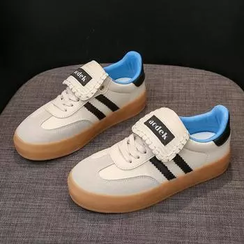 Genuine Leather Retro German Training Shoes Women s Shoes Cortez Spring New All-Match Thick Bottom Board Shoes Casual Sports Shoes 35