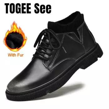 Мужские ботинки из натуральной кожи в стиле ретро 2024 года, зимние теплые рабочие ботинки с мехом для мужчин, повседневная обувь, ботильоны ручной работы в стиле панк, инструментальные ботинки 38