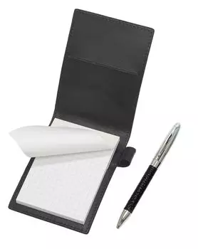 Genuine Leather Rotating Ballpoint Pen with Recycled Cowhide Leather Mini Notebook Cover Set Director s (Black) T23-LS022P-B-PD03-B чёрный