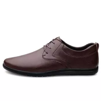 Туфли из натуральной кожи для мужчин, модельные туфли, деловые туфли без застежек для офиса, свадебные туфли, повседневные деловые туфли-оксфорды 37 чёрный