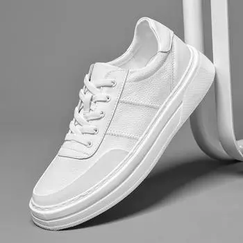 Genuine Leather Skate Shoes Men All-match Mens Comfortable Sneakers New Arrival Men Breathable Casual Shoes Male Stylish Flats 38 чёрный