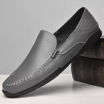 Мягкие универсальные лоферы из натуральной кожи, классические нескользящие мужские туфли без застежек, новое поступление 2024 года, удобная мужская деловая обувь 37 чёрный