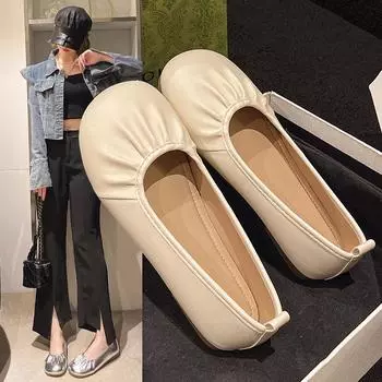 Натуральная кожа весна осень ручной работы балетки балетки женские лоферы удобные мягкие кожаные женские балетки 35 бежевый
