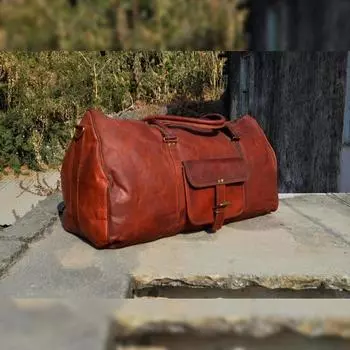 Дорожная сумка-даффл из натуральной козьей кожи