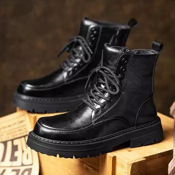 Genuine Leather Walking Shoes Men All-match New Arrival Men Casual Shoes Handmade Motorcycle Boots Men Winter Plush Snow Boots 39