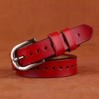 Genuine Leather Women Belt Metal Pin Buckle Jeans Waist Belt Fashion Decoration 105cm