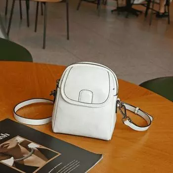 Genuine Leather Women s Bag 2025 New Arrival Fashion Shoulder Bag Trendy Summer Ladies Phone Bag Soft Leather Versatile Messenger Bag White