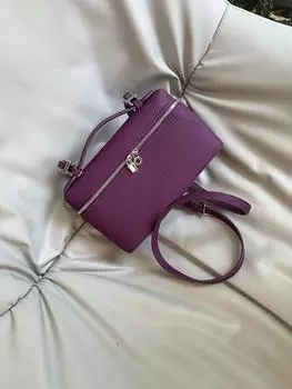 Genuine Leather Women s Bag L19 Lunch Box Cover Layer Cowhide Sea Anemone Purple Handbag Diagonal Cross Small Square Bag 20x12x6cm фиолетовый