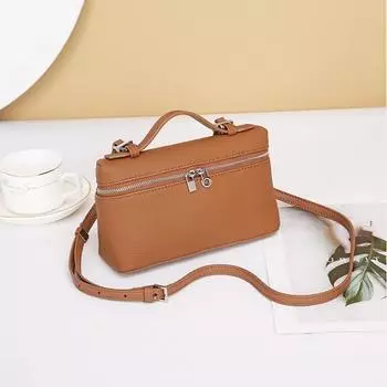 Женская сумка из натуральной кожи, стиль Niche, портативная сумка для ланч-бокса, простая сумка из коровьей кожи с одним плечом и небольшим ремешком через плечо чёрный