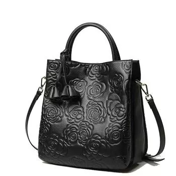 Genuine Leather Women s Bags Genuine Cowhide Bags Camellia Handbags Large Bags One Shoulder Messenger Bags