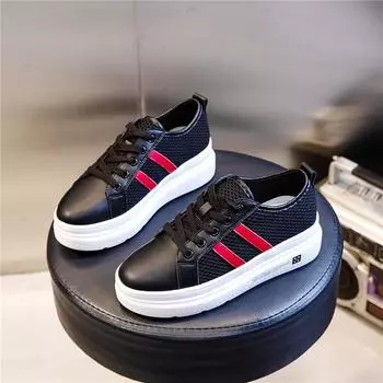 Genuine leather women s shoes 2025 new spring sports casual flat-soled single shoes thick-soled heightening small white shoes women s casual versatile 35