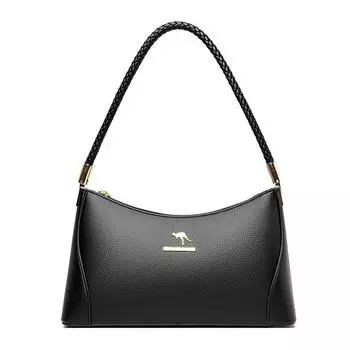 Genuine Leather Women s Texture Large Capacity Underarm Bag Black