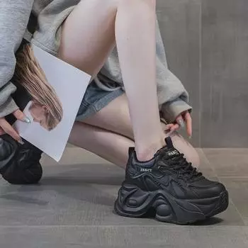 Genuine Leather Women s Thick-Soled Dad Shoes, Height-Boosting, Spring/Autumn Versatile Casual Sneakers, 2025 Fashion. Khaki Without Velvet