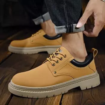 Genuine Leather Yellow Oxford Shoes British Style Casual Business Shoes Comfortable Formal Dress Footwear Outdoors Walking Shoes 38 чёрный