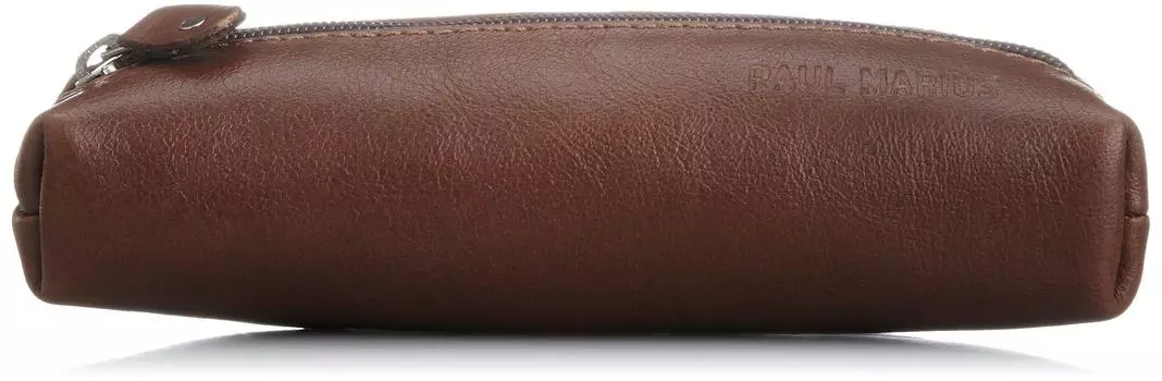 Genuine Leather Zipper Pencil Case Brown [Paul Marius] PLU-20