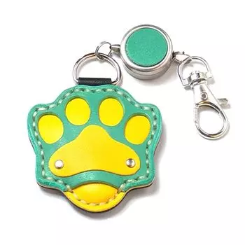 genuine made in golf tee holder with 40cm reel to prevent tees from getting lost or broken Paw-shaped, leather, hand-stitched, Japan, (turquoise)