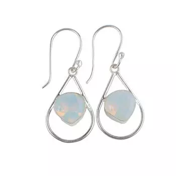 Genuine Milky Opal Gemstone 925 Sterling Silver Designer Jewelry Earrings 1.50 EE-38-15