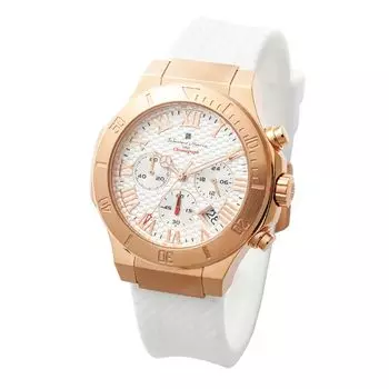 Genuine Salvatore Marra Watch Salvatore Marra 5 ATM Water Resistant Chronograph Date Display Rubber Strap PGWH SM23106-PGWH [Item]