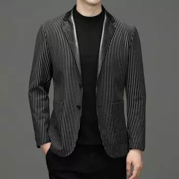 Genuine soft leather jacket men s spring and autumn thin striped leather jacket men s dad sheepskin jacket 170