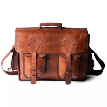 Genuine Vintage Leather Bag Men s Messenger Shoulder Laptop Bag Briefcase 13 x 10 x 4 in