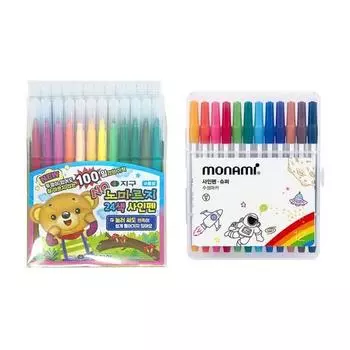 Геохимия Ручка для выписки Nomarji, 24 цвета + Ручка для вывески Monami Super, набор 12 цветов, смешанные цвета, 1 комплект, корейские игрушки