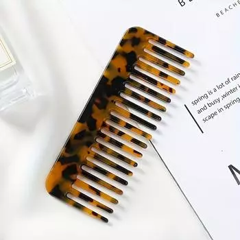 Geometric Acetic Acid Finish Comb, Comfortable Texture, Smooth, Marble Pattern, Plastic Bristle, Acetic Acid Handle, for Normal Hair