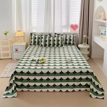 Geometric Art Pattern Bed Sheet Set Soft Comfortable Bedspread Pillowcases 3Pcs Bedding Set Simple Home Decor for Teens Boys 120x230cm 3Pcs