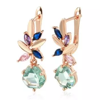 Geometric Cut Light Green Zircon Pendant Earrings for Women Light Luxury Accessories Wedding Jewelry ARI