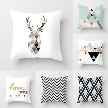 Наволочка с геометрическим рисунком оленя для офиса, гостиной, автомобиля, украшения для дома, наволочка 40x40cm