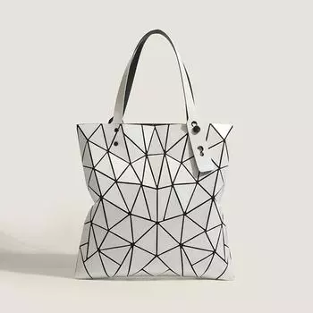 Geometric Diamond Check Bag Women s Bag All-in-one Shoulder Underarm Bag Simple Large Capacity Tote Bag серебряный