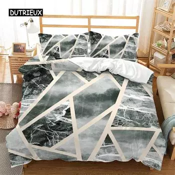 Geometric Duvet Cover Abstract Marble Bedding Set Microfiber Vintage Exotic Floral Pattern Comforter Cover Twin King Single Size US Queen(228x228cm)