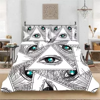 Geometric Duvet Cover Set Psychedelic Swirl Eyes Bedding Set Microfiber Colorful Abstract Pattern Quilt Cover With Pillowcases EU single(135x200cm)