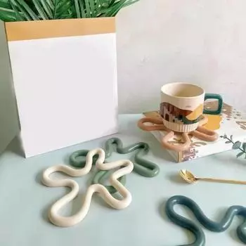 Geometric Heat Resistant Silicone Drink Coasters, Non-Slip Pot Holders, Table Placemats, Kitchen Accessory Pads