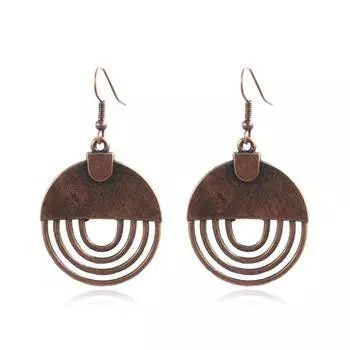 Geometric hollow oval alloy pendant earrings, fashionable retro high-end earrings
