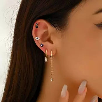 Geometric hot-selling Korean version of women s earrings niche high-end zircon design stud earrings set versatile earrings
