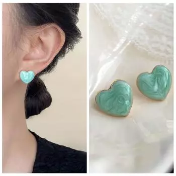 Geometric Mint Green Stud Earrings Fashion Flower Earrings INS Chic Jewelry for Women style 2
