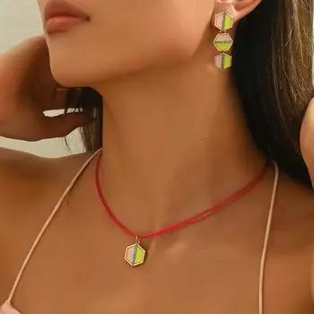 Geometric new style jewelry set Versatile diamond-encrusted long necklace for women Irregular design earrings for women